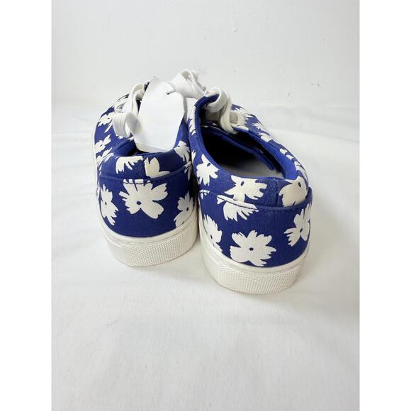 NWT J. Crew Blue Floral Canvas Lace Up Casual Sneakers Shoes Size 9 - Picture 5 of 10